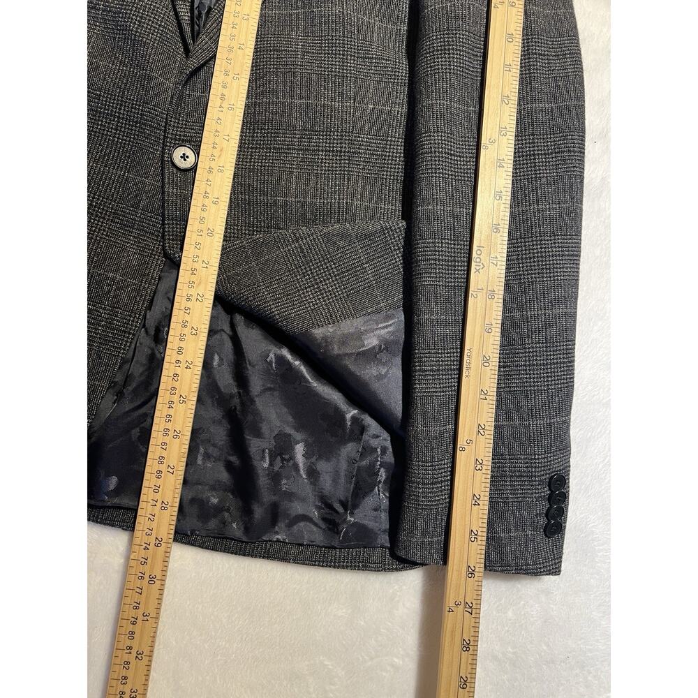 Ted Baker London Blazer 40R Slim Gunmetal Blue Gray Glen Plaid Cotton Blend - Picture 16 of 16
